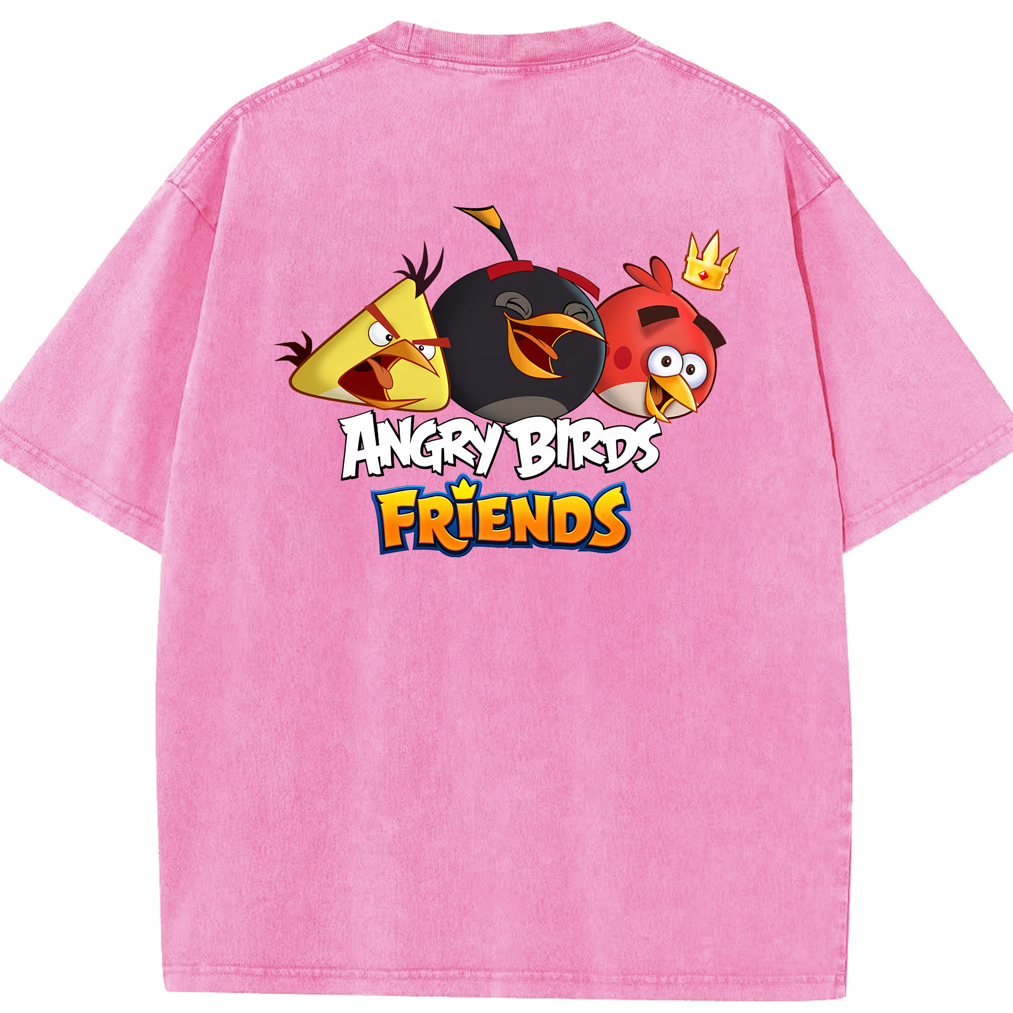 （画像用） Angry Birds アングリーバード 綿100% ヴィンテージ風 半袖Tシャツ（背面プリント）